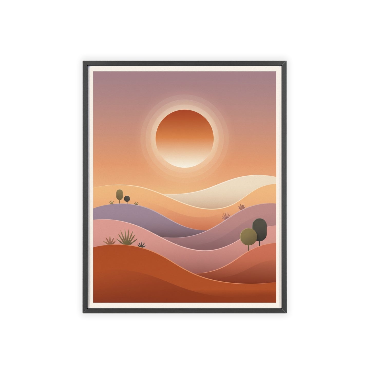 sunset-lineartFramed Poster