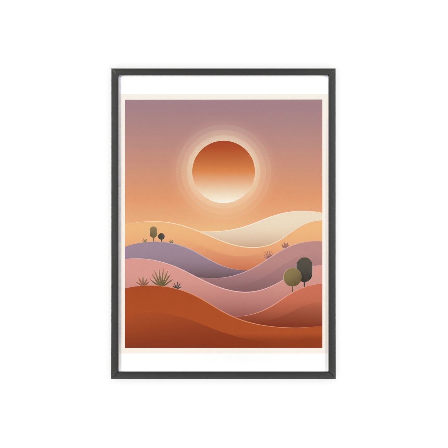 sunset-lineartFramed Poster