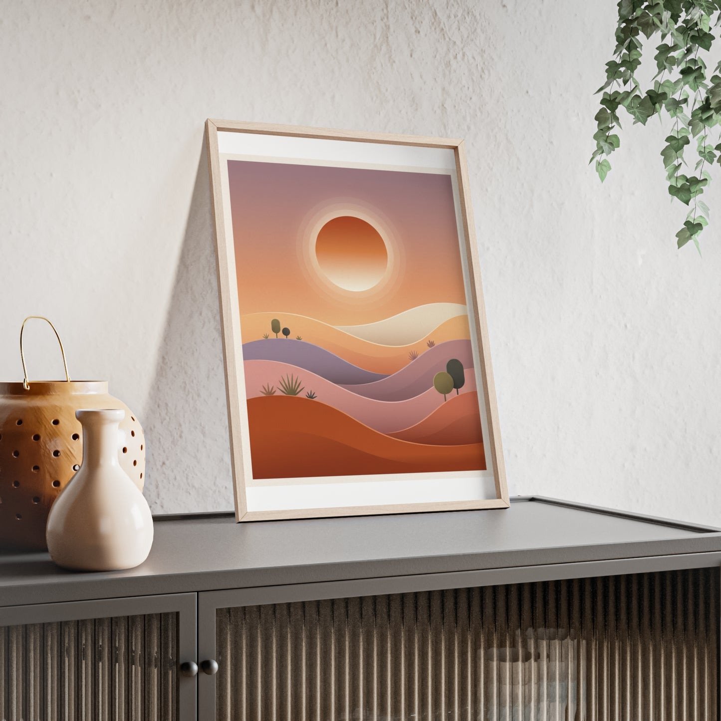 sunset-lineartFramed Poster