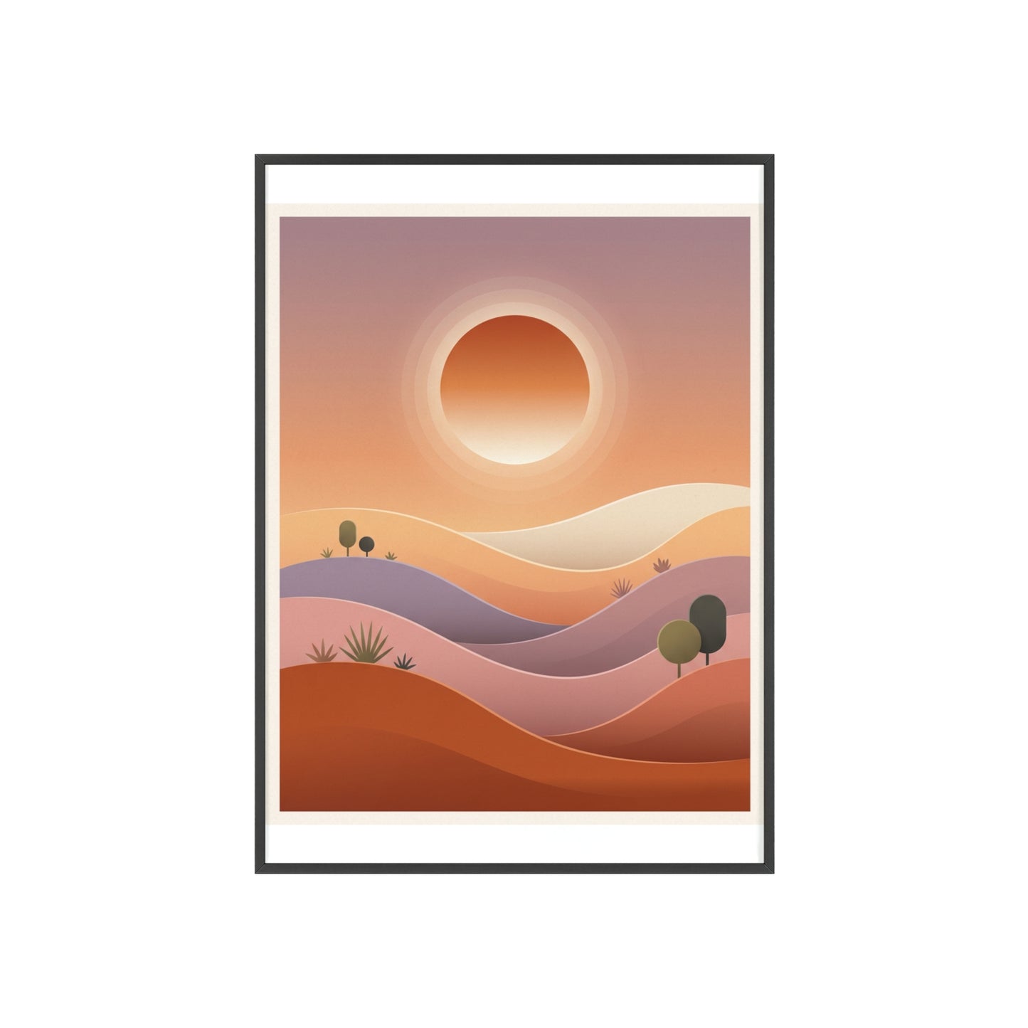 sunset-lineartFramed Poster