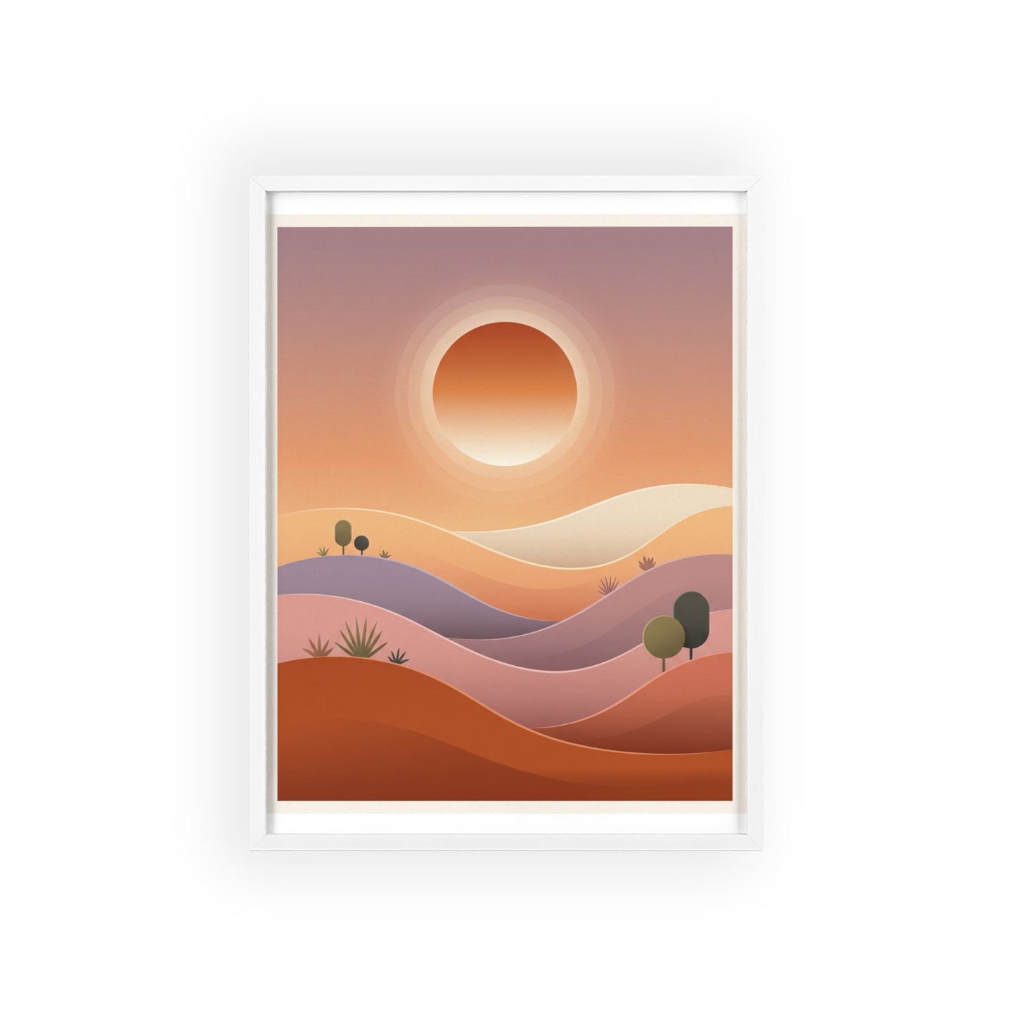 sunset-lineartFramed Poster