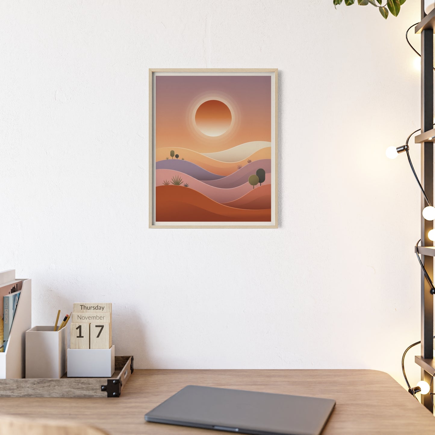 sunset-lineartFramed Poster