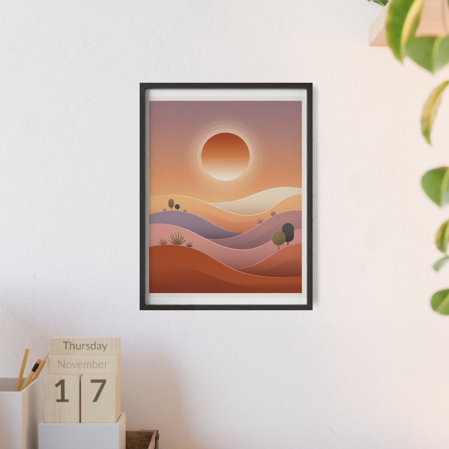 sunset-lineartFramed Poster
