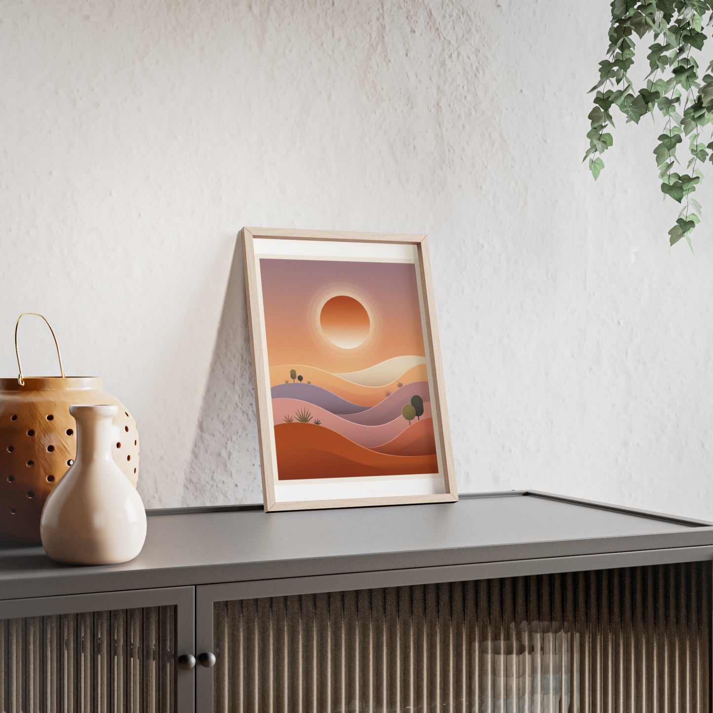 sunset-lineartFramed Poster