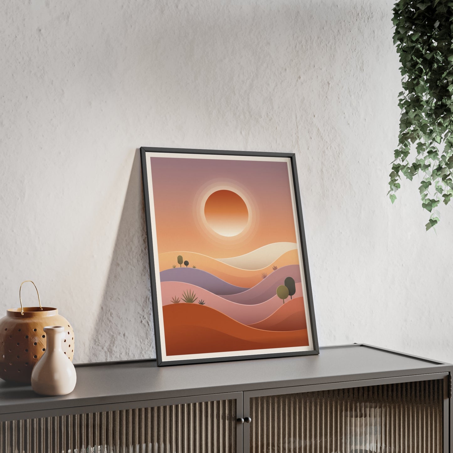 sunset-lineartFramed Poster