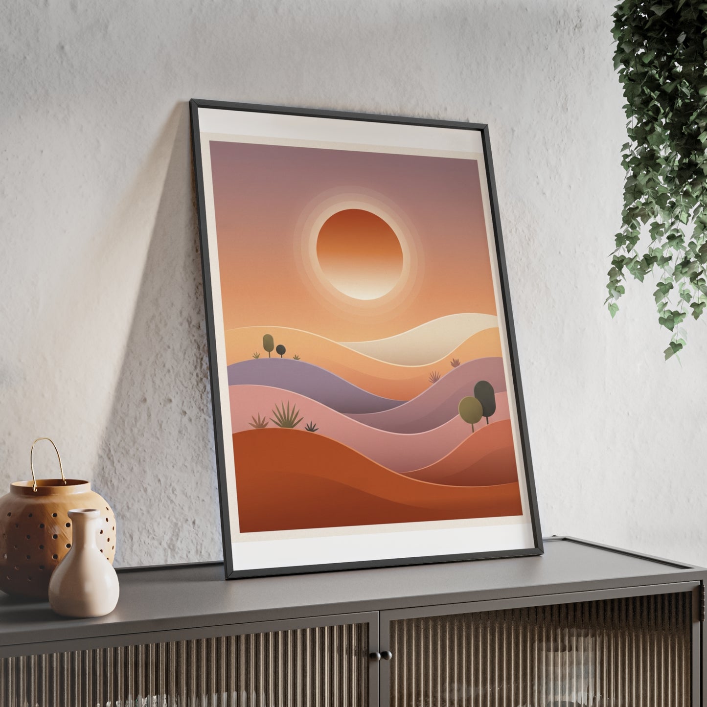 sunset-lineartFramed Poster