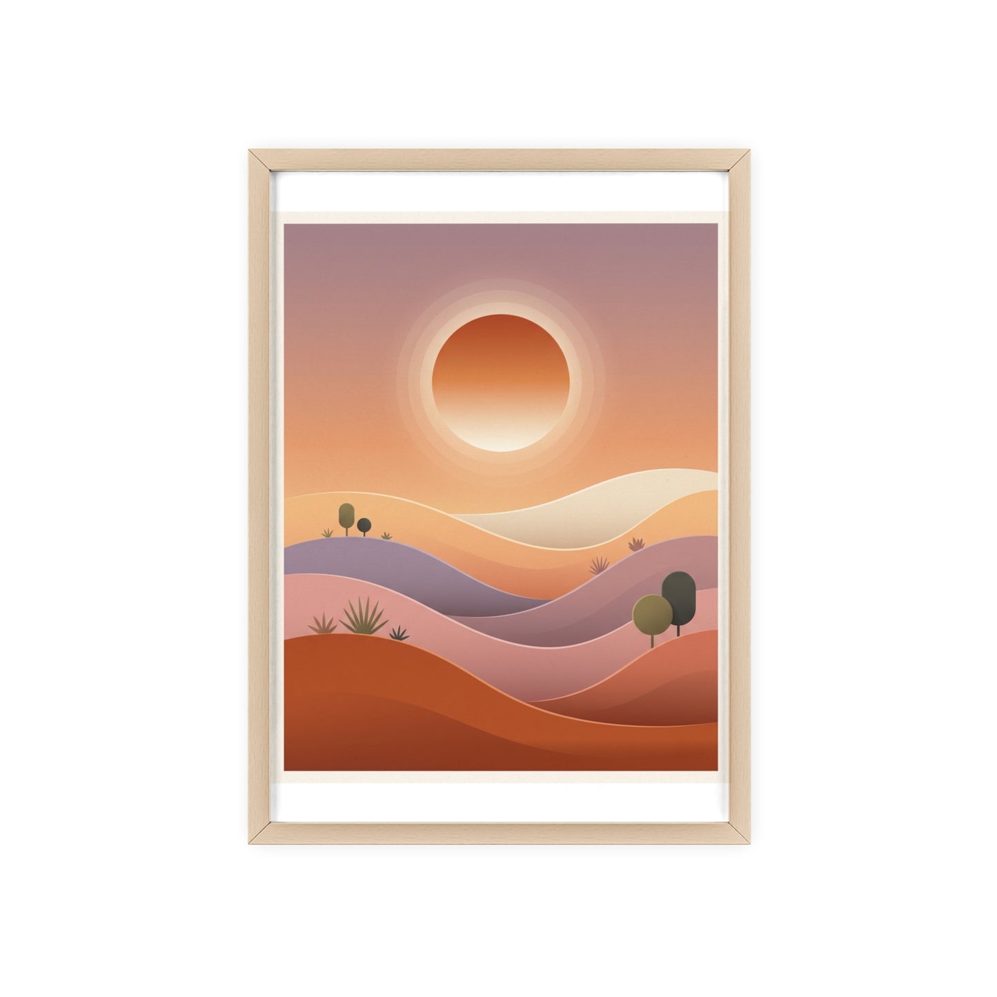 sunset-lineartFramed Poster