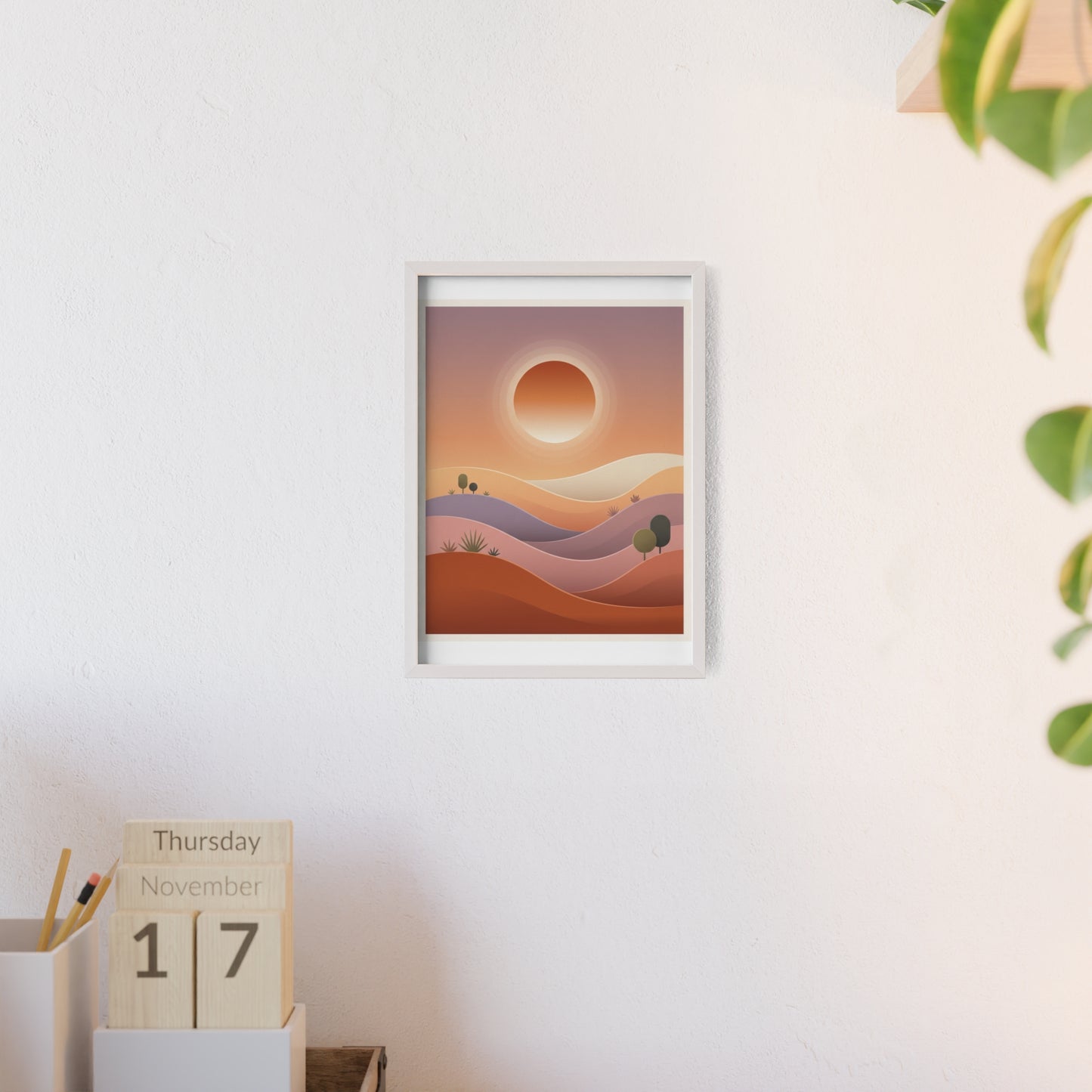 sunset-lineartFramed Poster