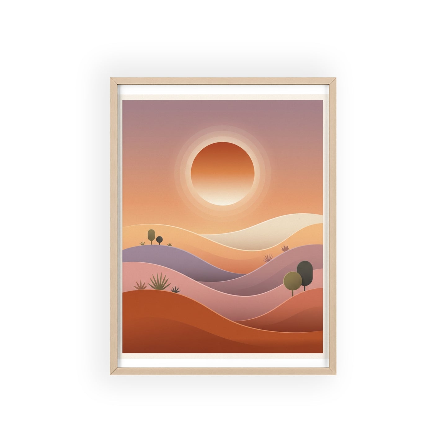 sunset-lineartFramed Poster