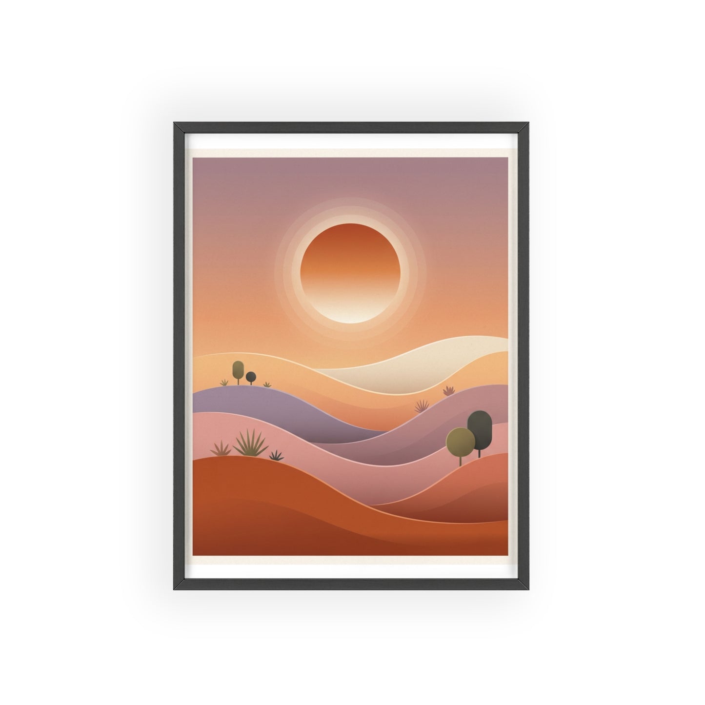 sunset-lineartFramed Poster