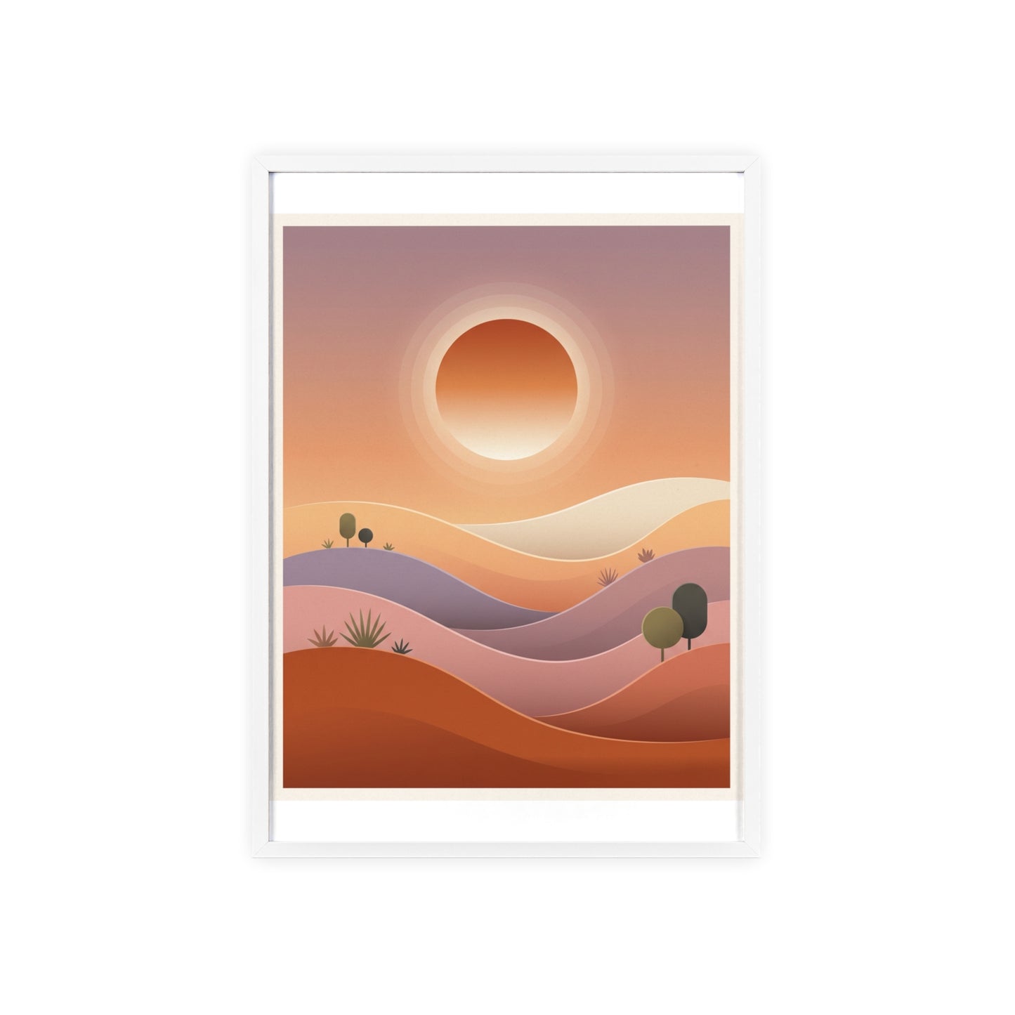 sunset-lineartFramed Poster
