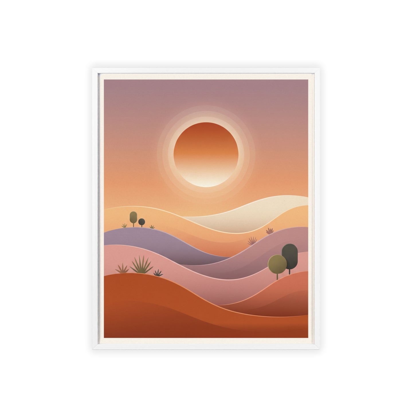sunset-lineartFramed Poster