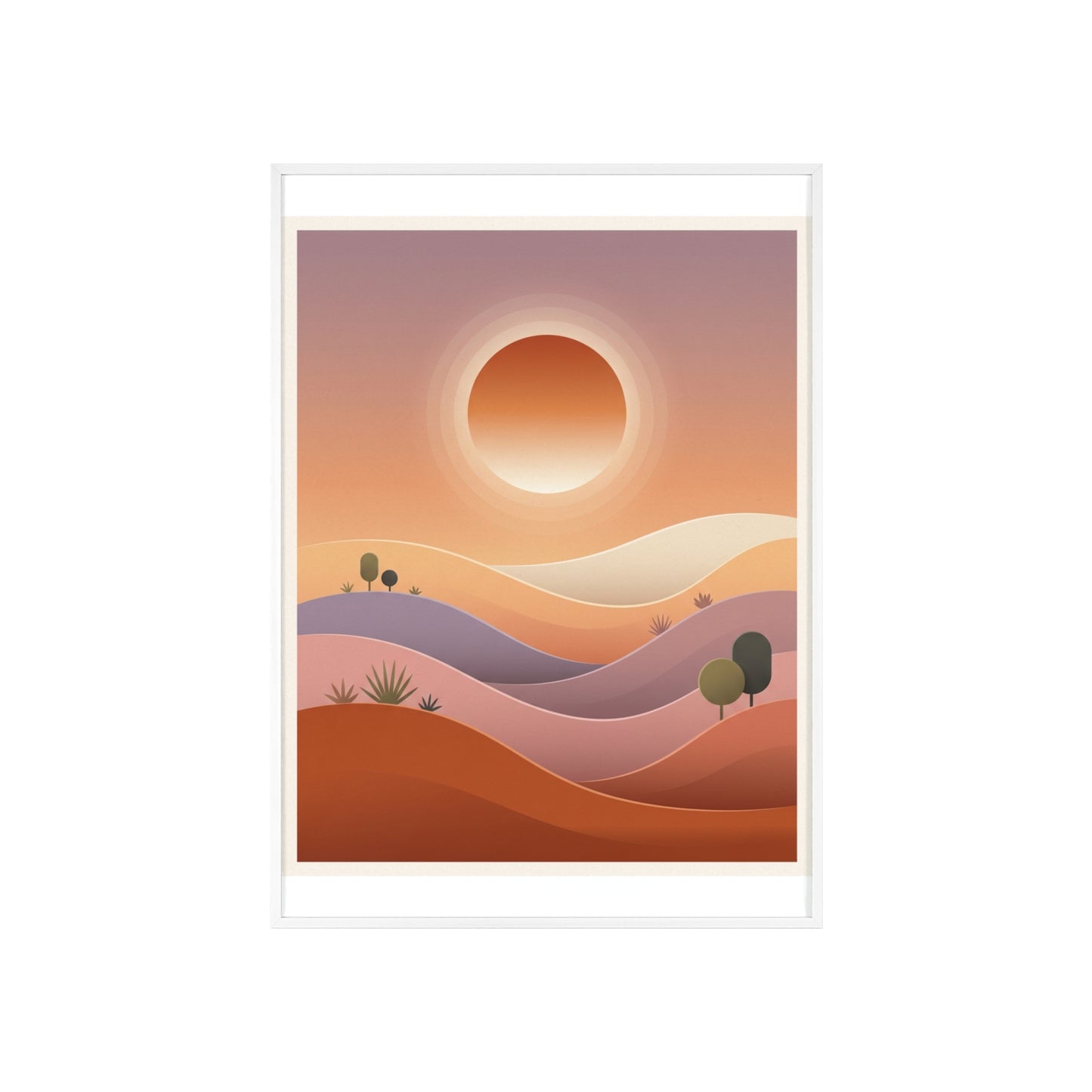 sunset-lineartFramed Poster