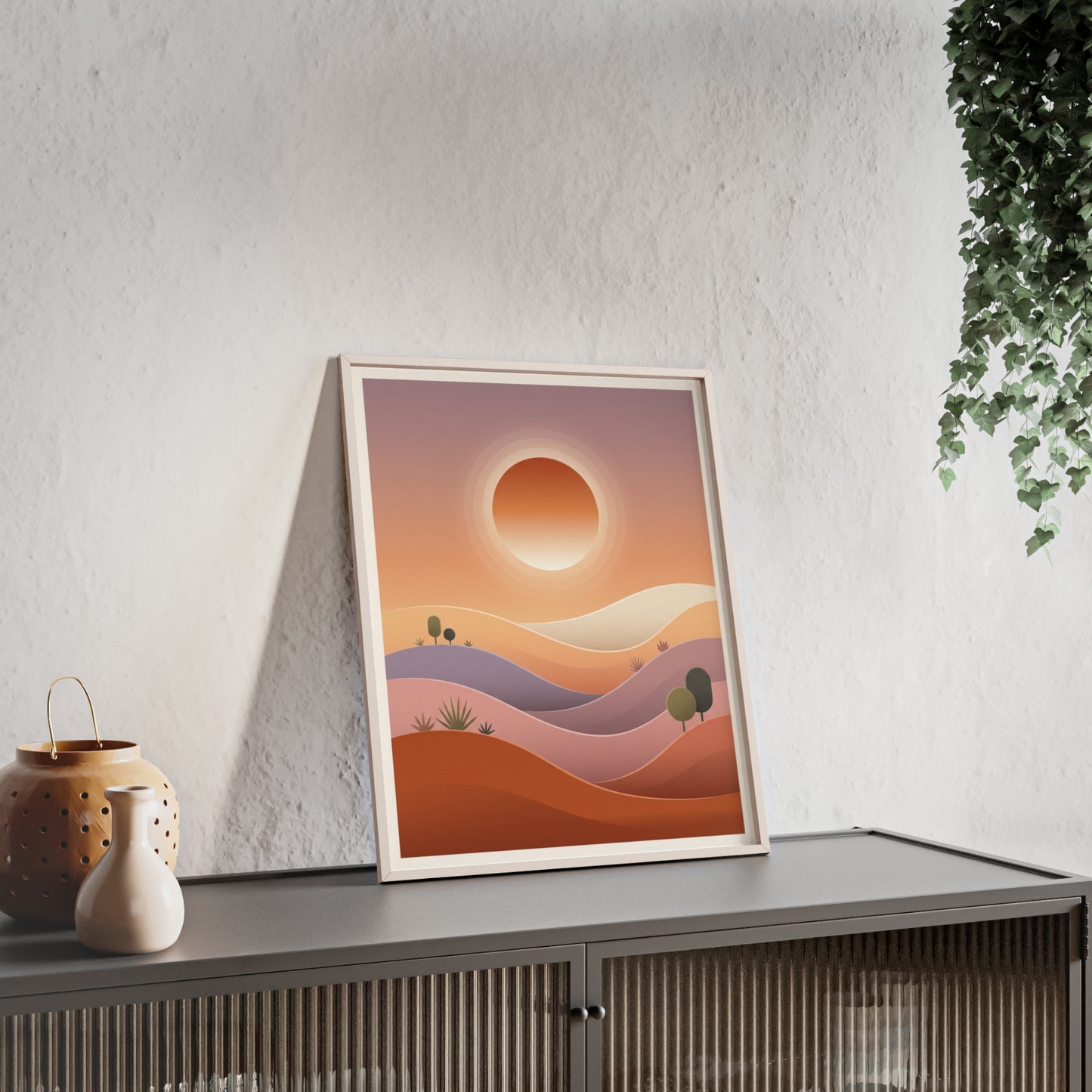 sunset-lineartFramed Poster