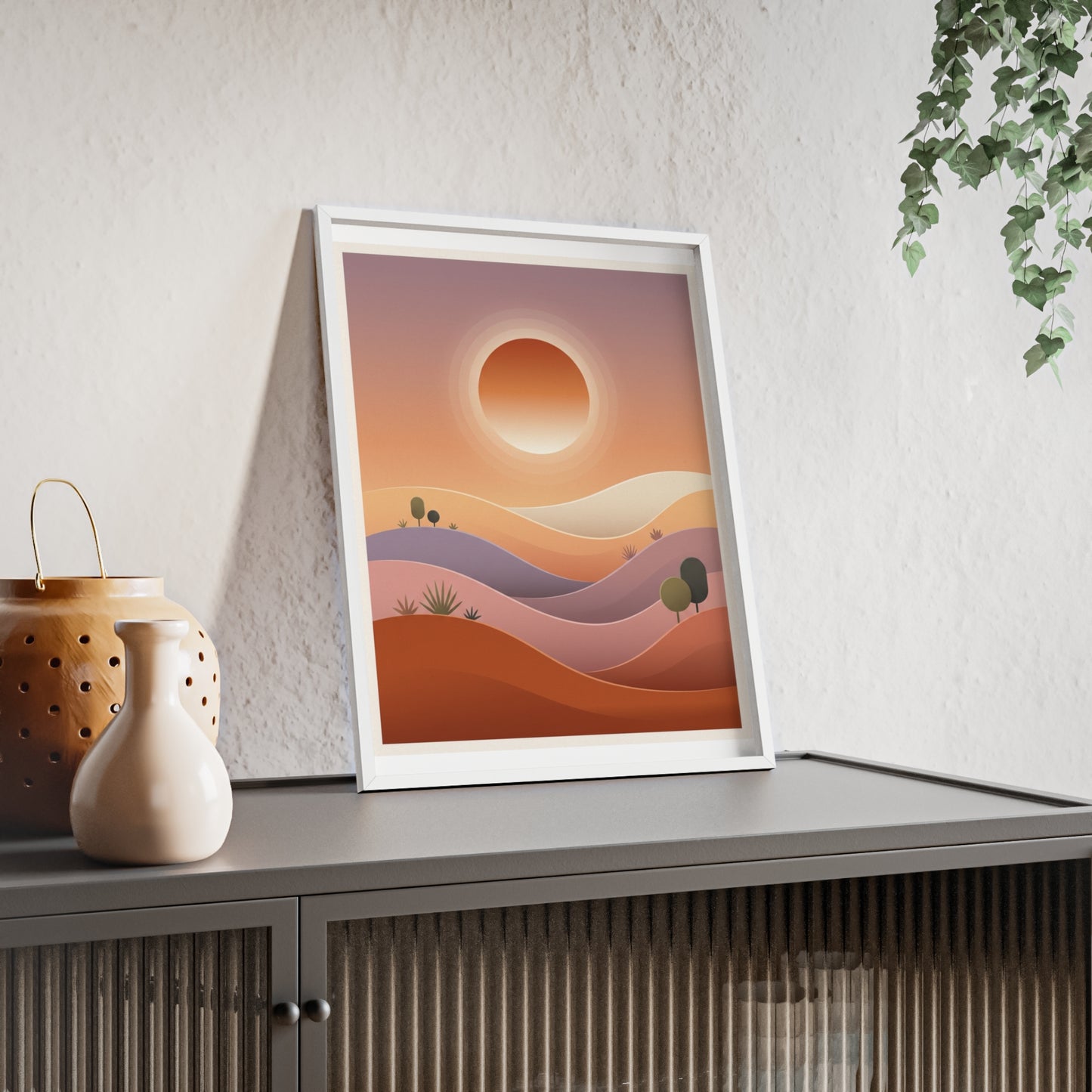 sunset-lineartFramed Poster