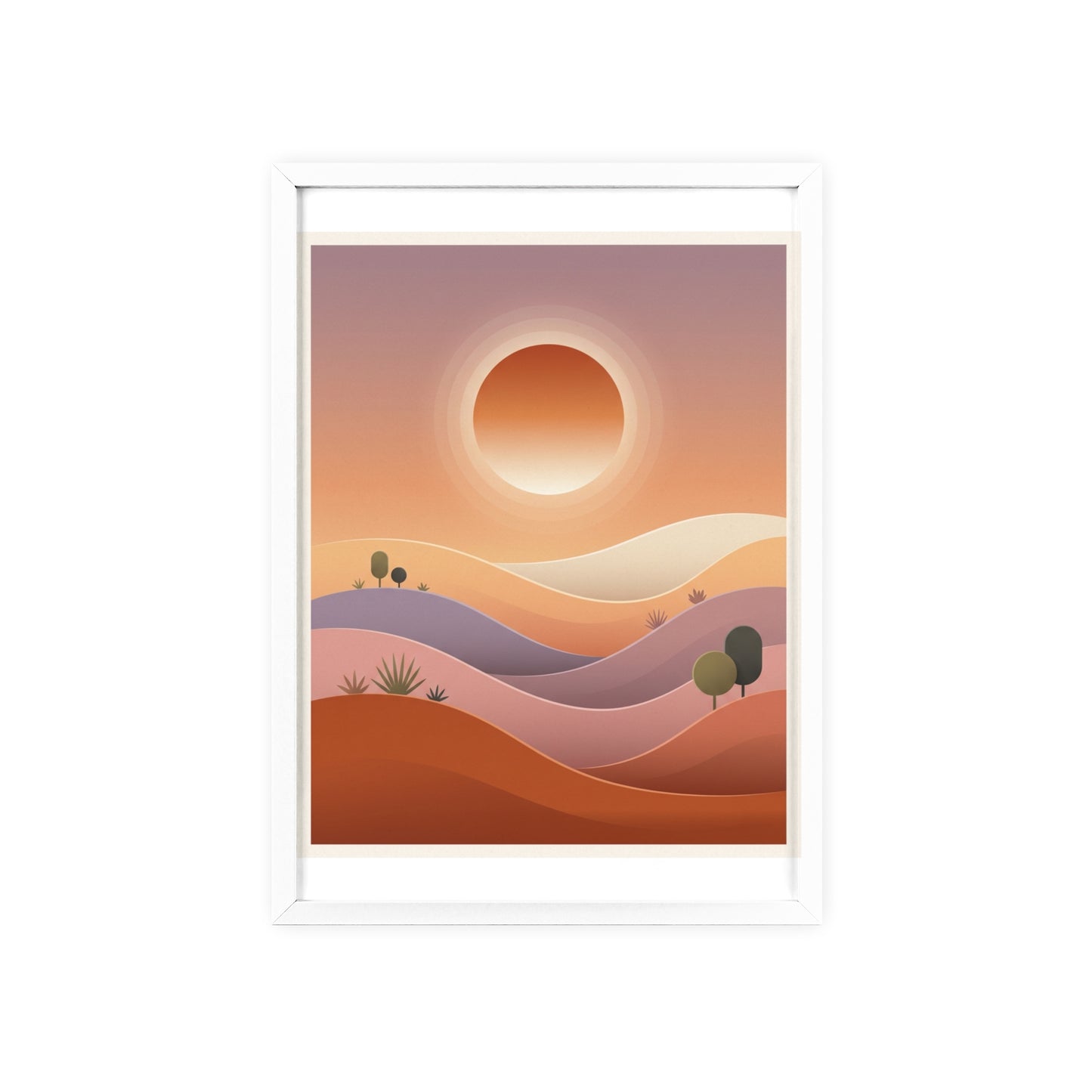 sunset-lineartFramed Poster