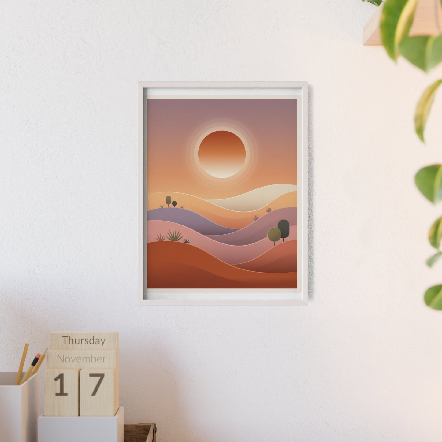 sunset-lineartFramed Poster