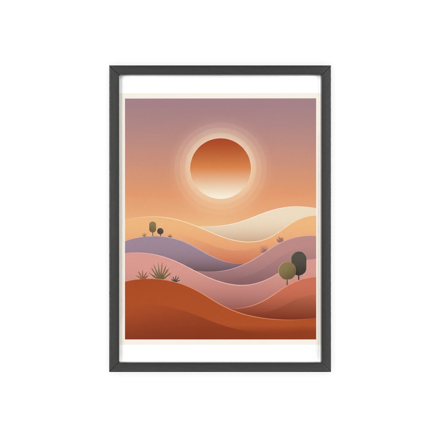 sunset-lineartFramed Poster