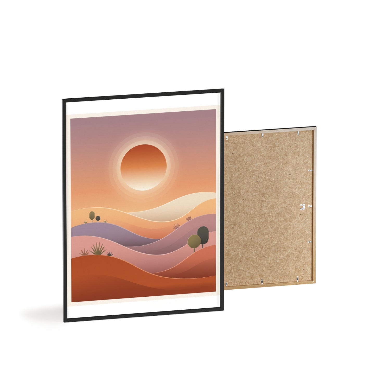 sunset-lineartFramed Poster