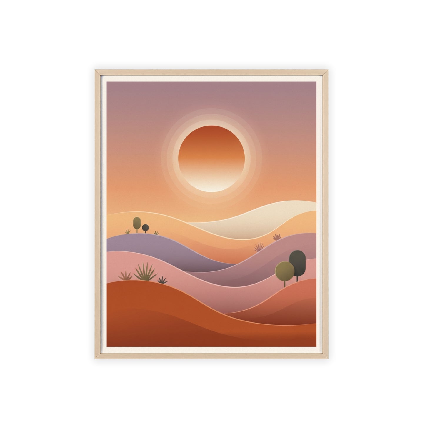 sunset-lineartFramed Poster
