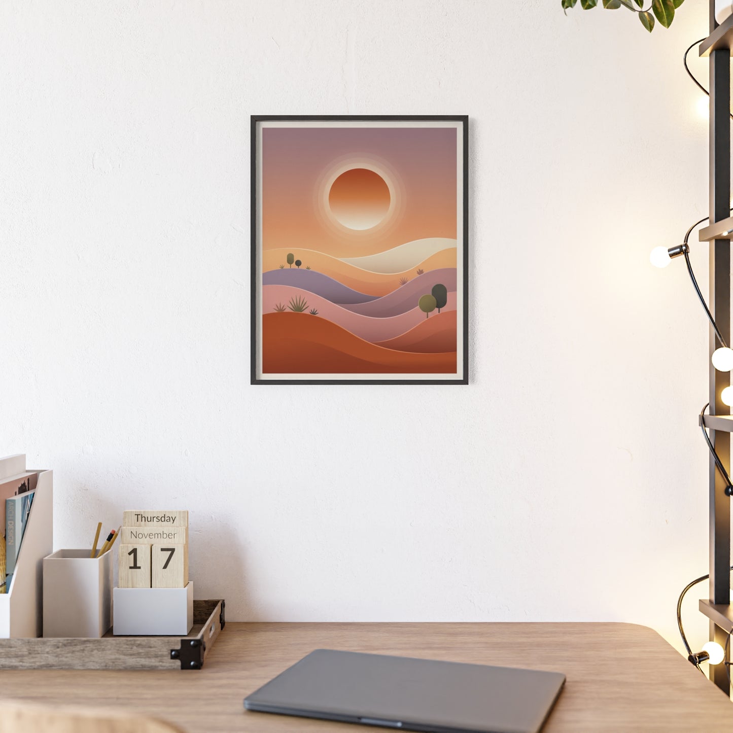 sunset-lineartFramed Poster