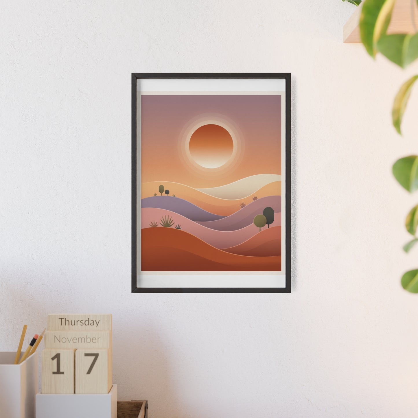 sunset-lineartFramed Poster