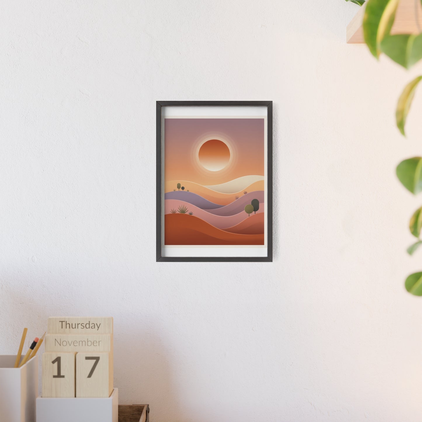 sunset-lineartFramed Poster