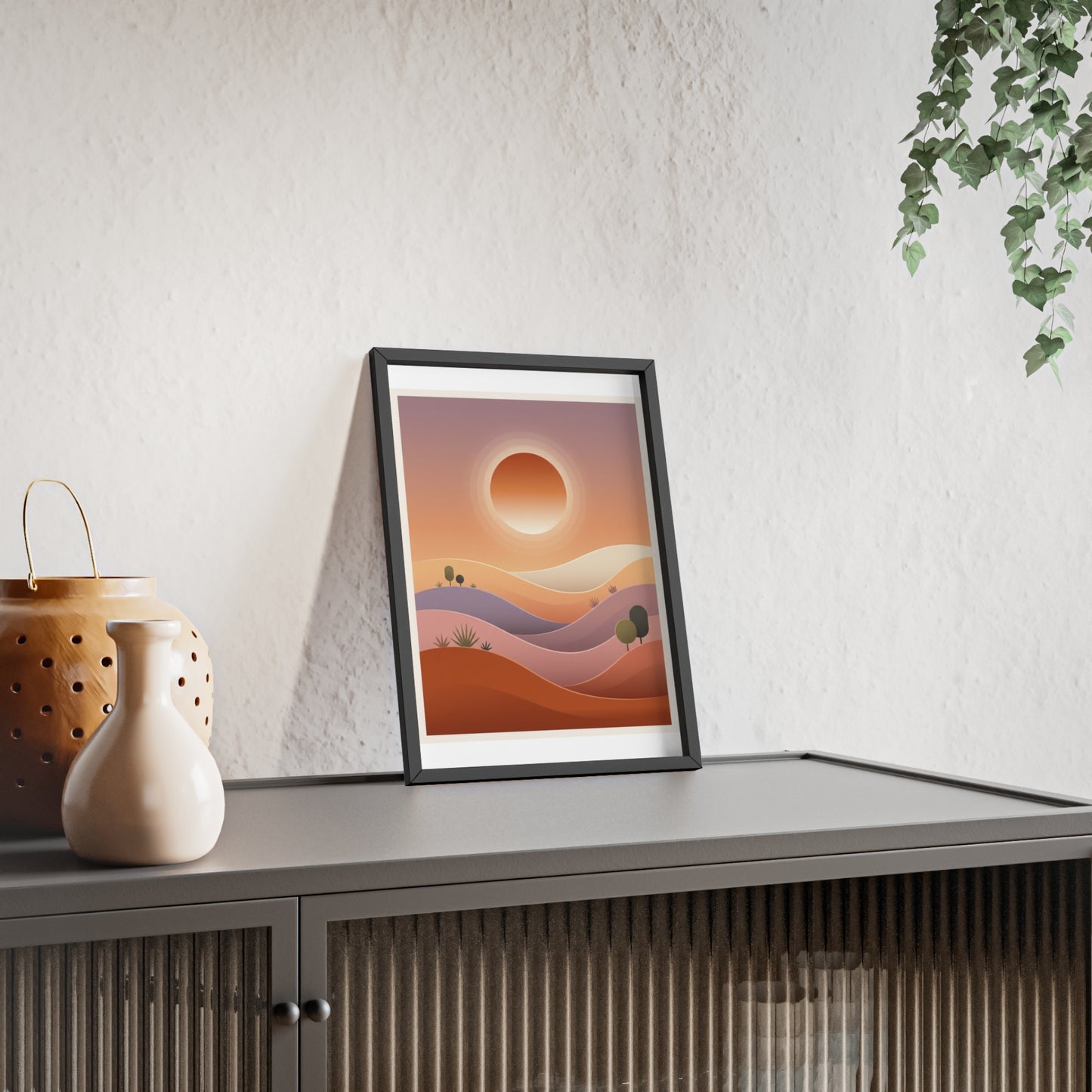 sunset-lineartFramed Poster