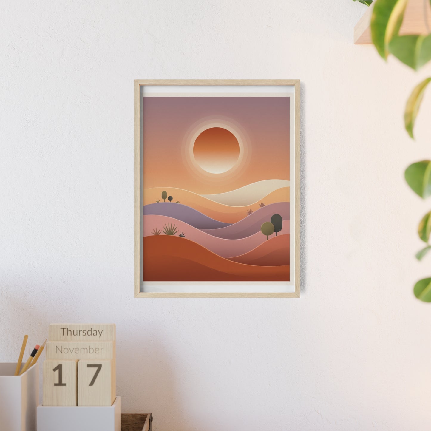 sunset-lineartFramed Poster