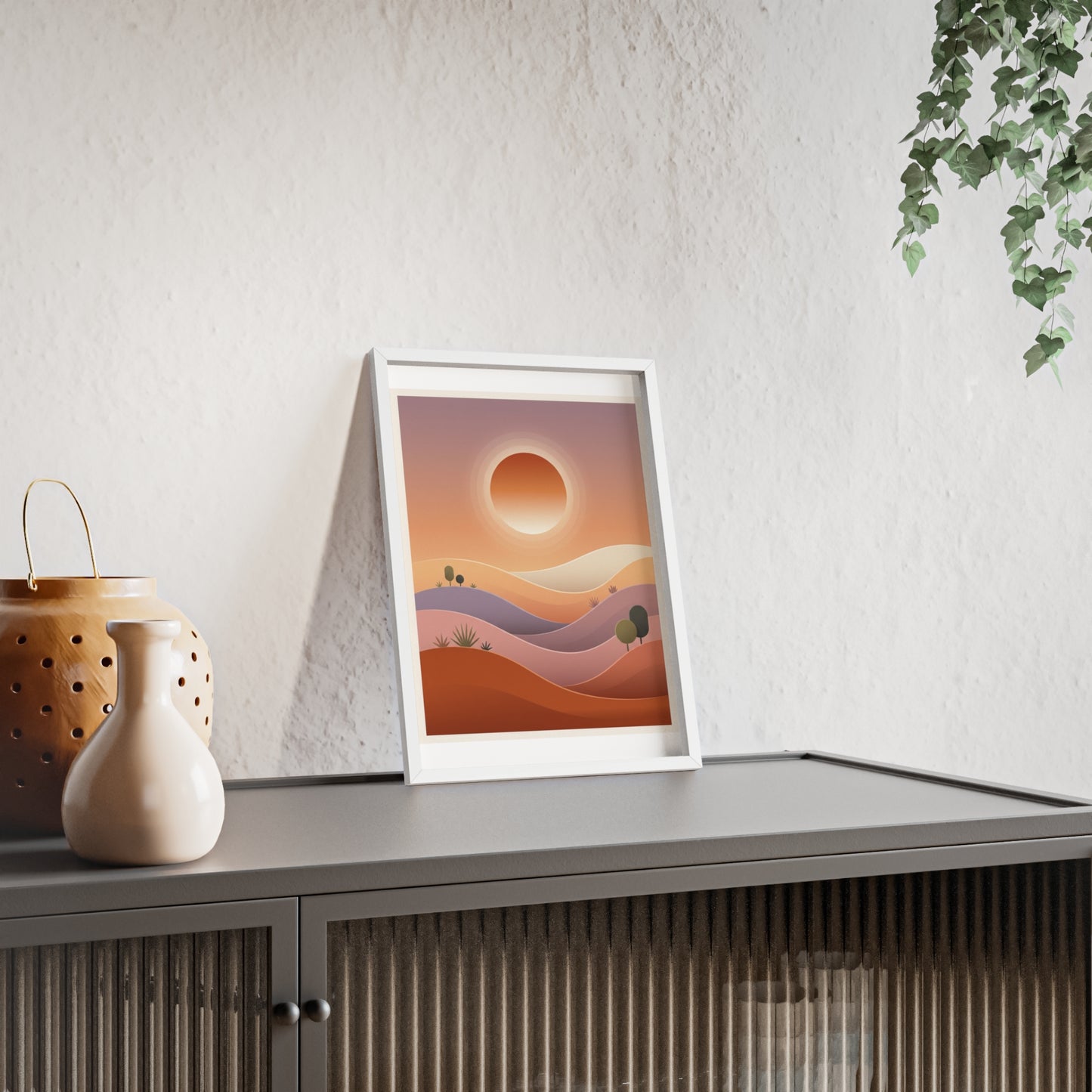 sunset-lineartFramed Poster