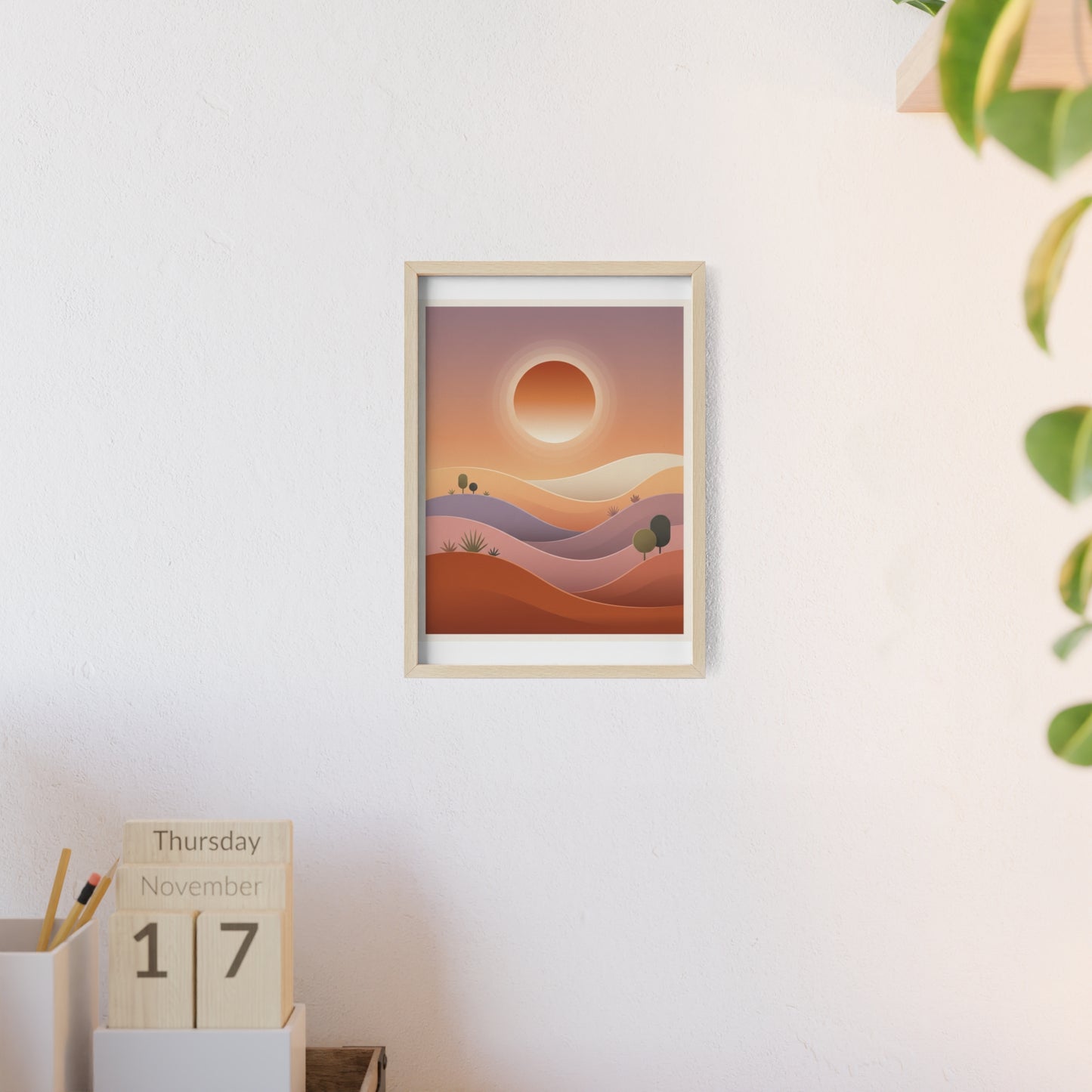 sunset-lineartFramed Poster